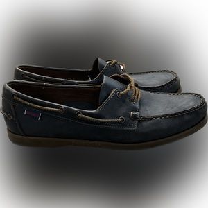 Leather Sebago boat shoes - size 13 - Blue with tan sole